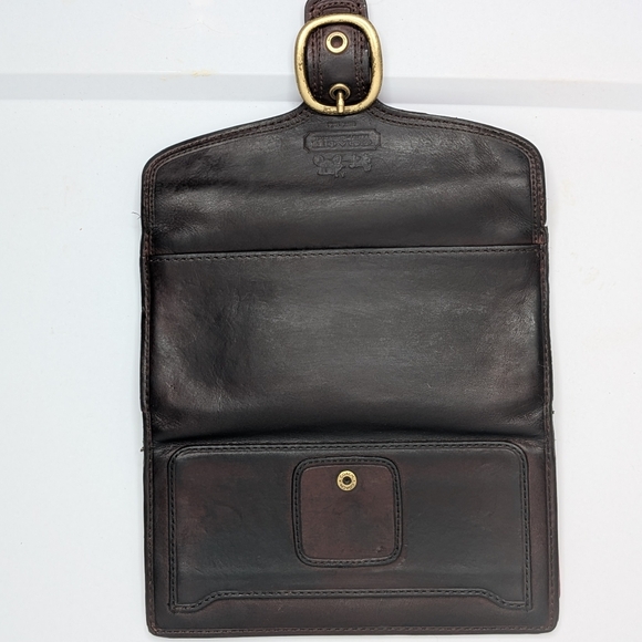 Vintage Coach Bleecker Dark Brown Smooth Leather Tattersall Buckle Long Wallet - Picture 4 of 16